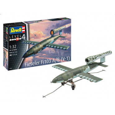 KIT PARA MONTAR REVELL AVIÃO FIESELER FI103 A/B (V-1) 1/32 58 PEÇAS REV 03861